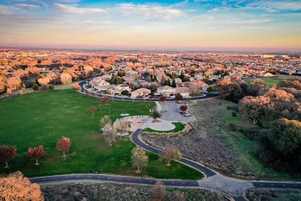 Roseville park and neighborhood, California